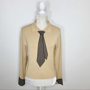 Vintage Cream Sweater with Black Accents